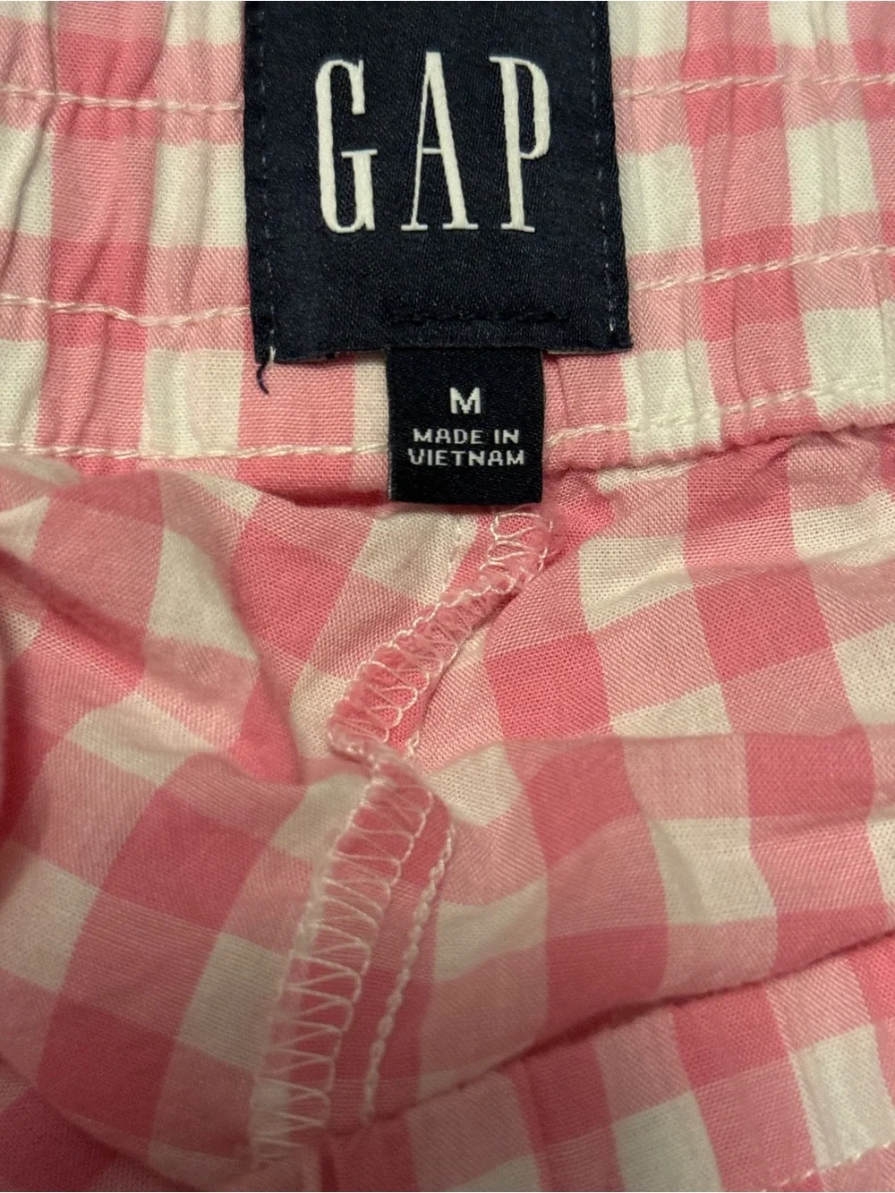 GAP 100% Cotton Pink and White Gingham Pajama Bottoms size medium